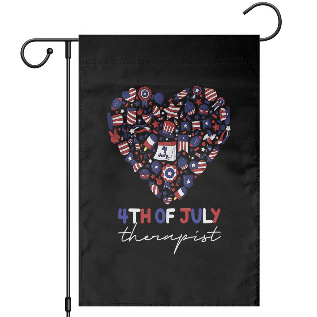 Funny Independence Day Garden Flag 4th Of July Therapist Big Heart TS11 Black Print Your Wear