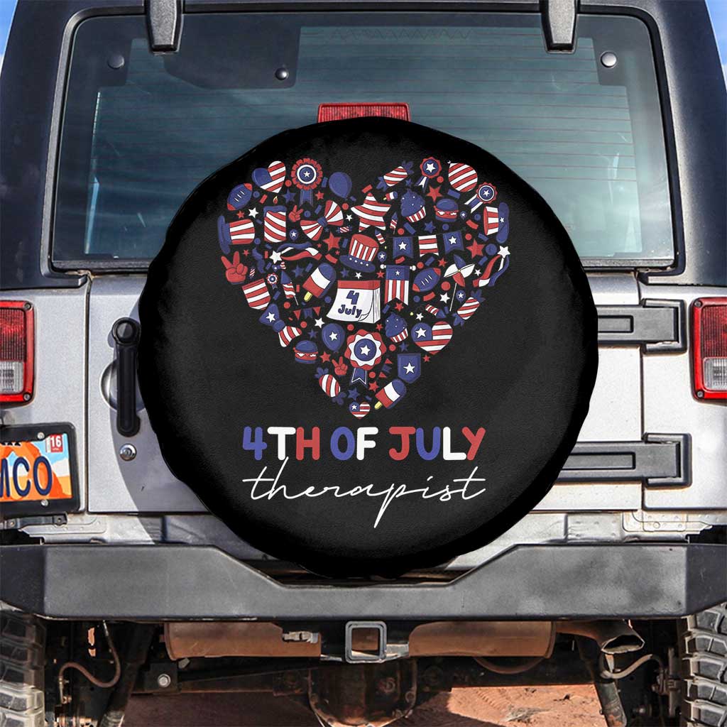 Funny Independence Day Spare Tire Cover 4th Of July Therapist Big Heart TS11 No hole Black Print Your Wear