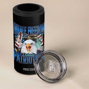 Funny Inhale Freedom Exhale Patriotism 4 in 1 Can Cooler Tumbler American Pride Eagle 4th Of July TS11 Print Your Wear