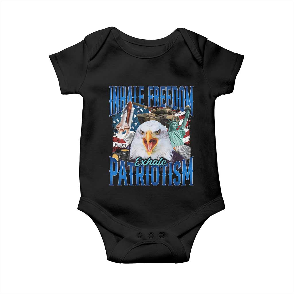 Funny Inhale Freedom Exhale Patriotism Baby Onesie American Pride Eagle 4th Of July TS11 Black Print Your Wear