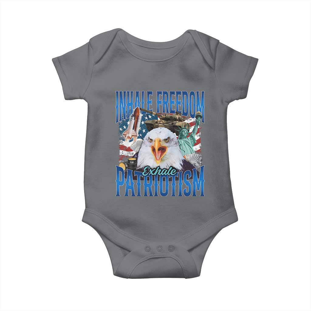 Funny Inhale Freedom Exhale Patriotism Baby Onesie American Pride Eagle 4th Of July TS11 Charcoal Print Your Wear