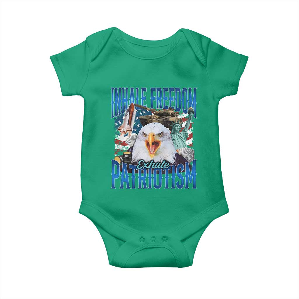 Funny Inhale Freedom Exhale Patriotism Baby Onesie American Pride Eagle 4th Of July TS11 Irish Green Print Your Wear