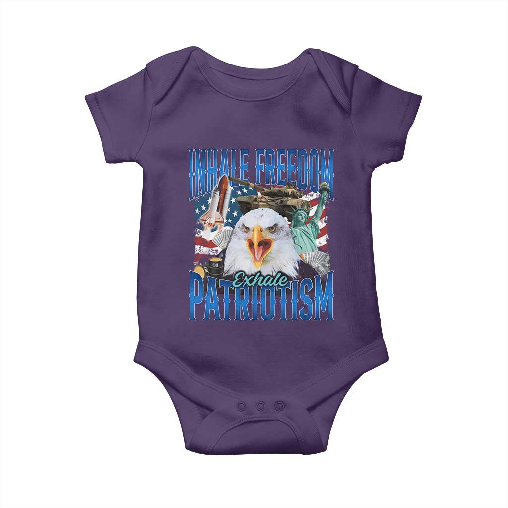 Funny Inhale Freedom Exhale Patriotism Baby Onesie American Pride Eagle 4th Of July TS11 Purple Print Your Wear