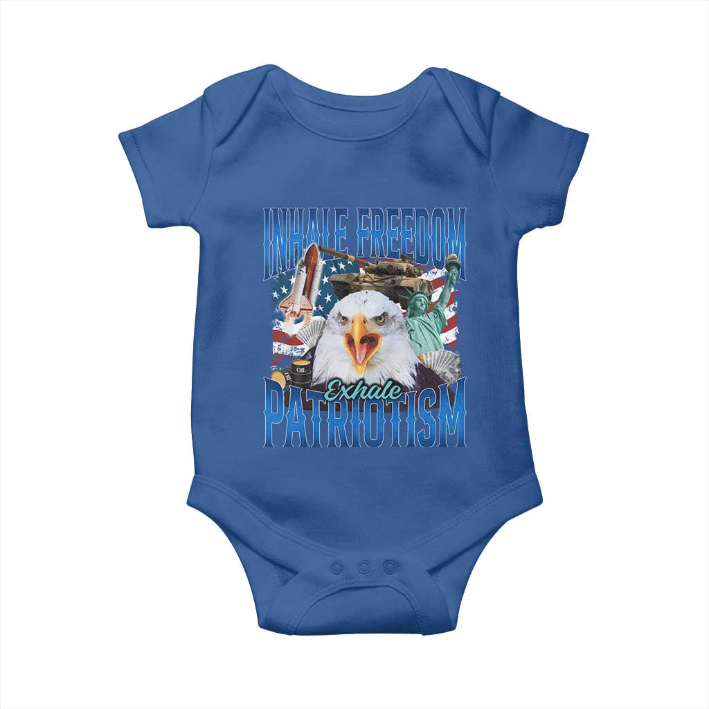 Funny Inhale Freedom Exhale Patriotism Baby Onesie American Pride Eagle 4th Of July TS11 Royal Blue Print Your Wear