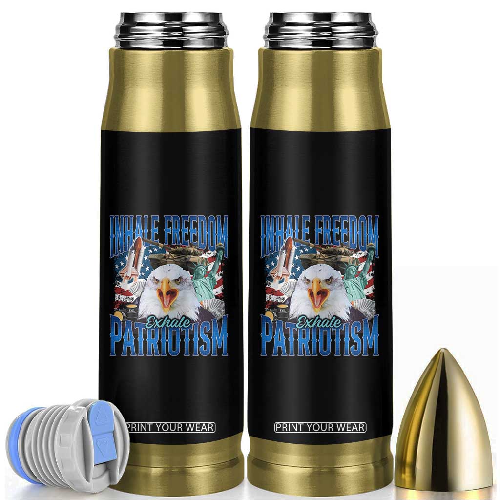 Funny Inhale Freedom Exhale Patriotism Bullet Tumbler American Pride Eagle 4th Of July TS11 Black Print Your Wear