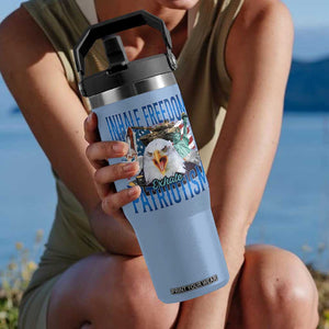 Funny Inhale Freedom Exhale Patriotism Flip Straw Tumbler American Pride Eagle 4th Of July TS11 One Size: 30 oz Light Blue Print Your Wear