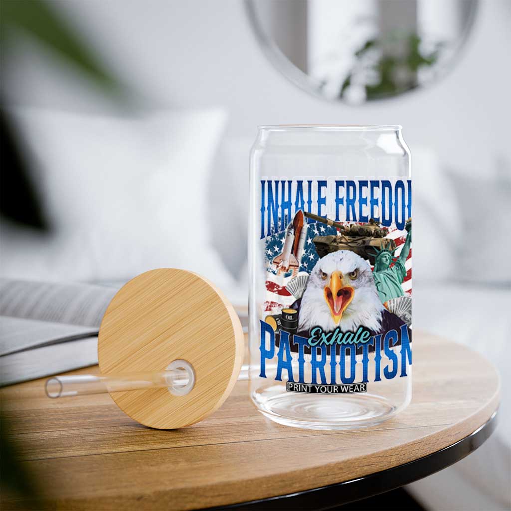 Funny Inhale Freedom Exhale Patriotism Glass Can American Pride Eagle 4th Of July TS11 Print Your Wear