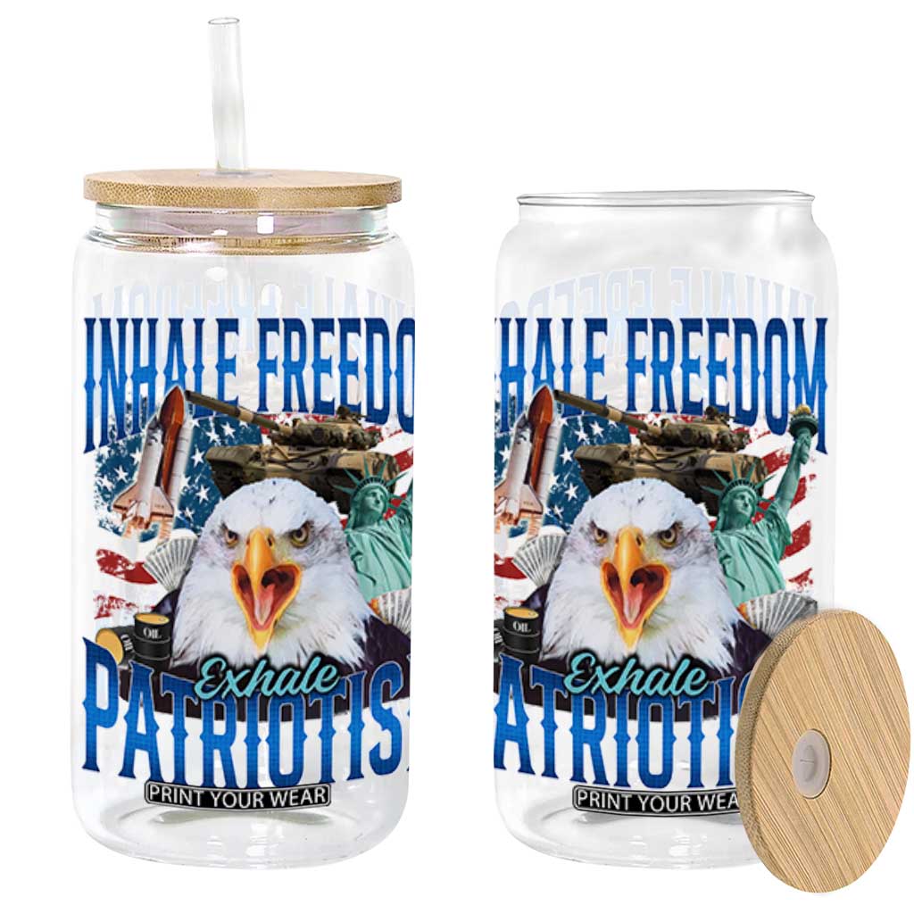 Funny Inhale Freedom Exhale Patriotism Glass Can American Pride Eagle 4th Of July TS11 Black Print Your Wear