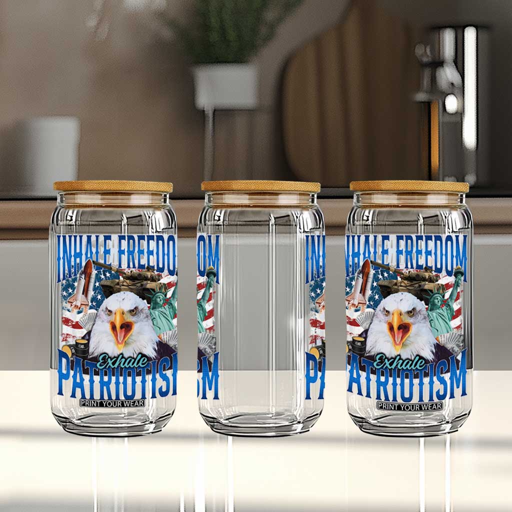 Funny Inhale Freedom Exhale Patriotism Glass Can American Pride Eagle 4th Of July TS11 Print Your Wear