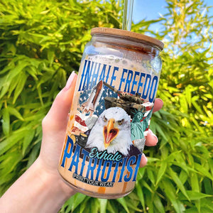 Funny Inhale Freedom Exhale Patriotism Glass Can American Pride Eagle 4th Of July TS11 Print Your Wear