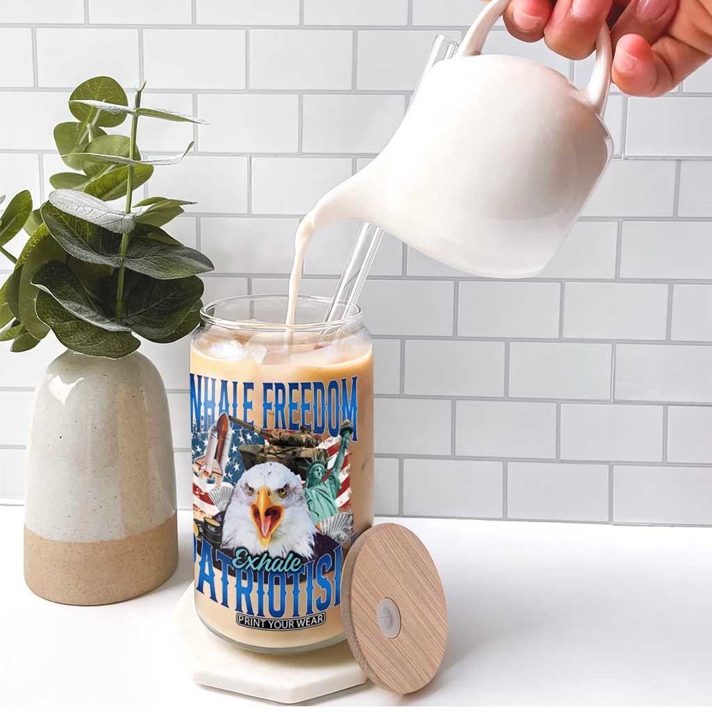 Funny Inhale Freedom Exhale Patriotism Glass Can American Pride Eagle 4th Of July TS11 Print Your Wear