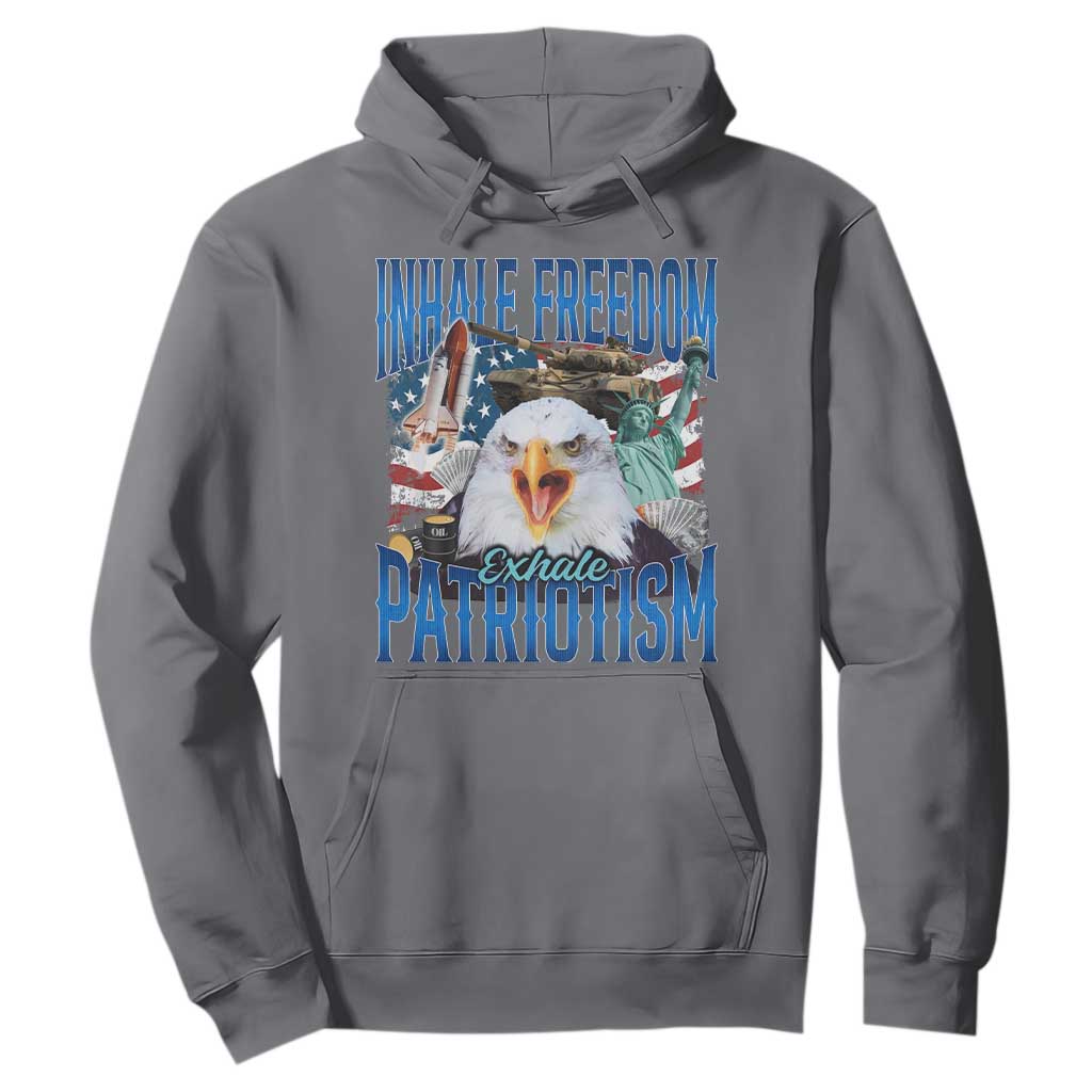 Funny Inhale Freedom Exhale Patriotism Hoodie American Pride Eagle 4th Of July TS11 Charcoal Print Your Wear