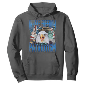 Funny Inhale Freedom Exhale Patriotism Hoodie American Pride Eagle 4th Of July TS11 Dark Heather Print Your Wear
