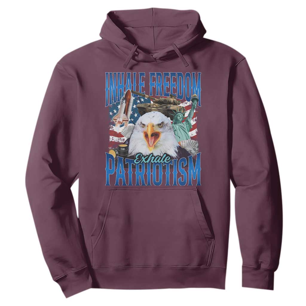 Funny Inhale Freedom Exhale Patriotism Hoodie American Pride Eagle 4th Of July TS11 Maroon Print Your Wear