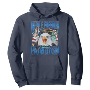 Funny Inhale Freedom Exhale Patriotism Hoodie American Pride Eagle 4th Of July TS11 Navy Print Your Wear