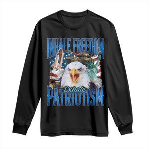 Funny Inhale Freedom Exhale Patriotism Long Sleeve Shirt American Pride Eagle 4th Of July TS11 Black Print Your Wear