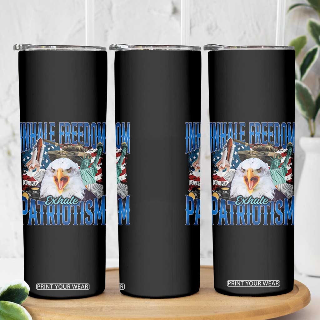 Funny Inhale Freedom Exhale Patriotism Skinny Tumbler American Pride Eagle 4th Of July TS11 Print Your Wear