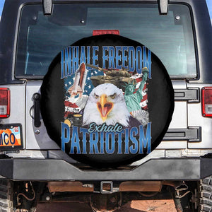 Funny Inhale Freedom Exhale Patriotism Spare Tire Cover American Pride Eagle 4th Of July TS11 No hole Black Print Your Wear