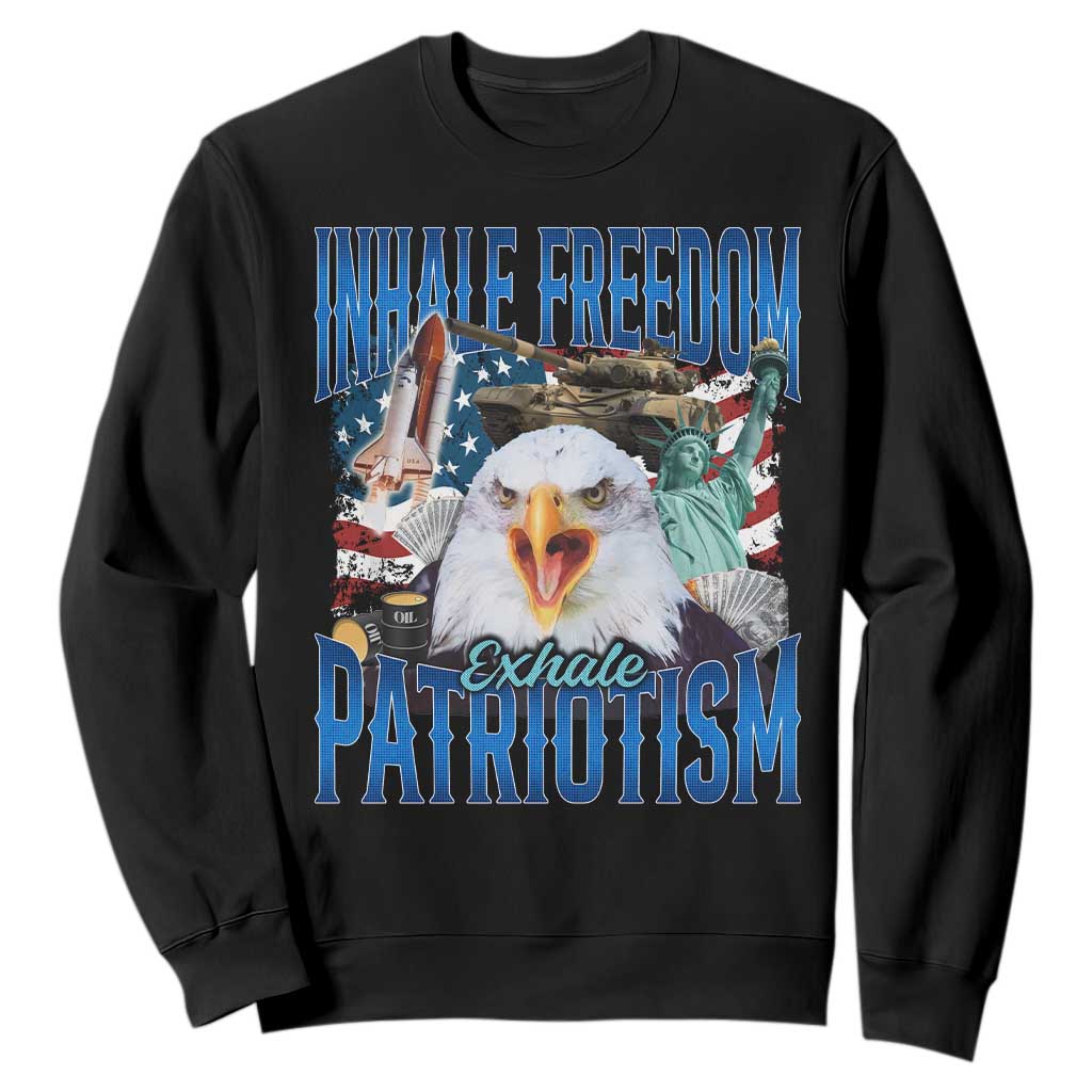 Funny Inhale Freedom Exhale Patriotism Sweatshirt American Pride Eagle 4th Of July TS11 Black Print Your Wear