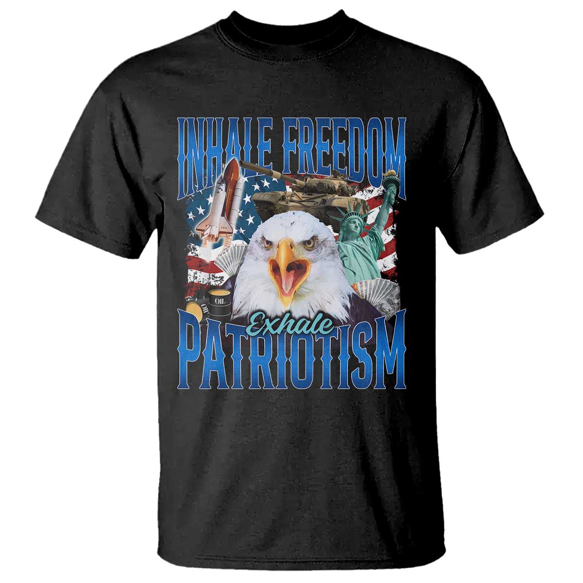 Funny Inhale Freedom Exhale Patriotism T Shirt American Pride Eagle 4th Of July TS11 Black Print Your Wear
