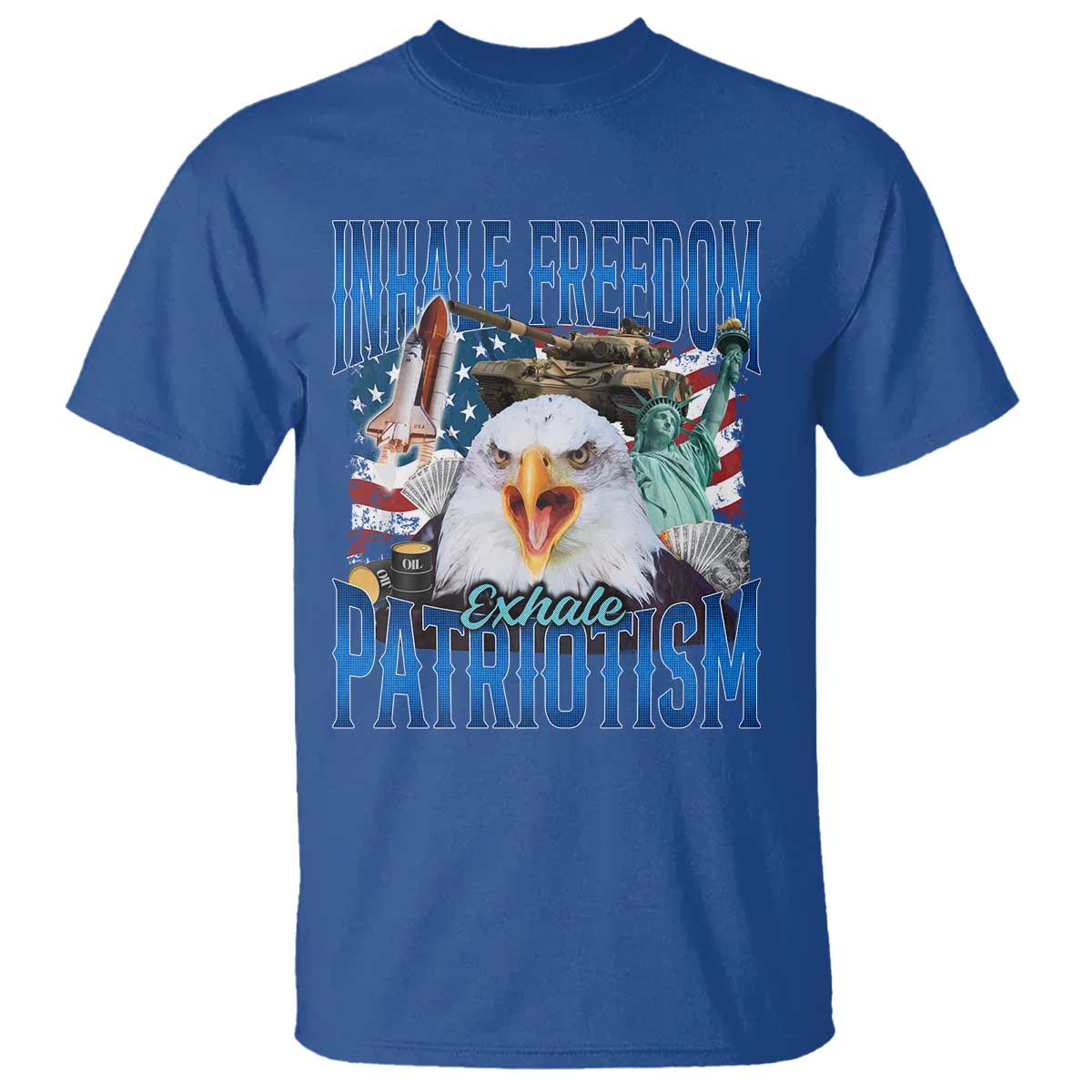 Funny Inhale Freedom Exhale Patriotism T Shirt American Pride Eagle 4th Of July TS11 Royal Blue Print Your Wear