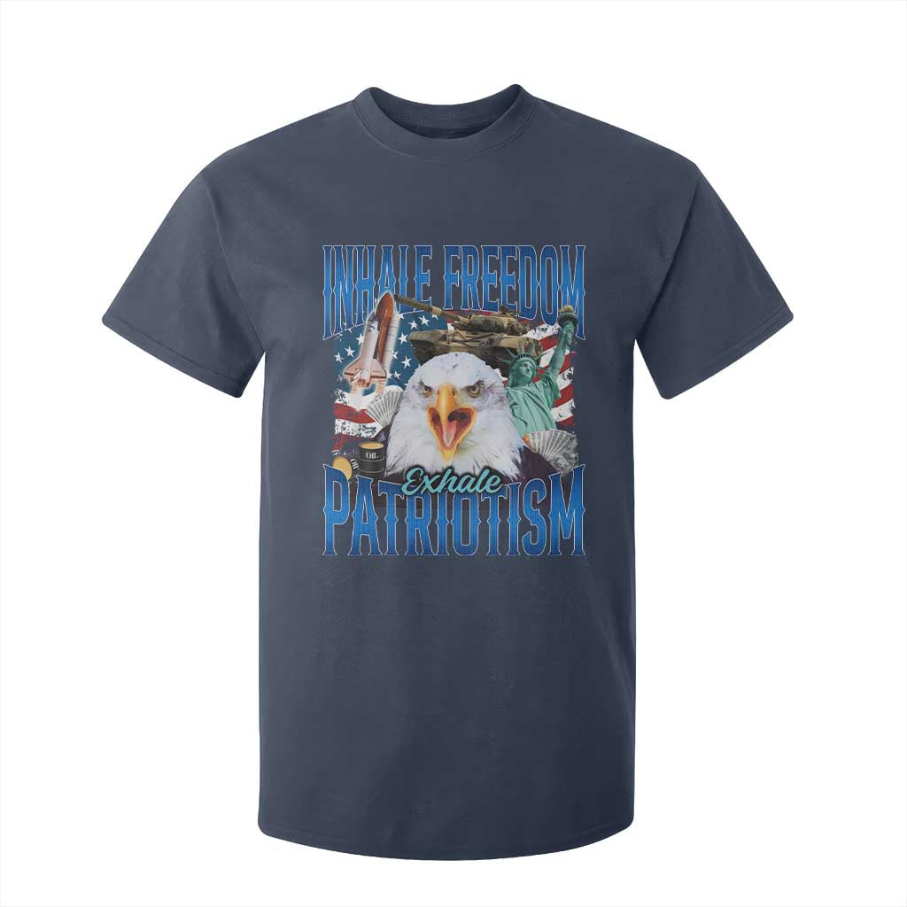 Funny Inhale Freedom Exhale Patriotism T Shirt For Kid American Pride Eagle 4th Of July TS11 Navy Print Your Wear