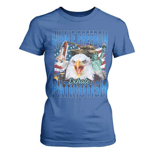 Funny Inhale Freedom Exhale Patriotism T Shirt For Women American Pride Eagle 4th Of July TS11 Royal Blue Print Your Wear