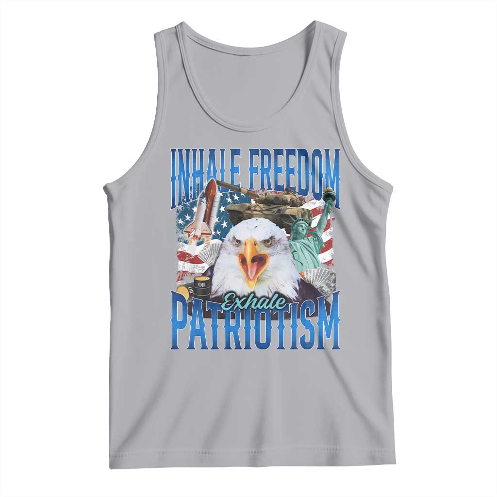 Funny Inhale Freedom Exhale Patriotism Tank Top American Pride Eagle 4th Of July TS11 Athletic Heather Print Your Wear