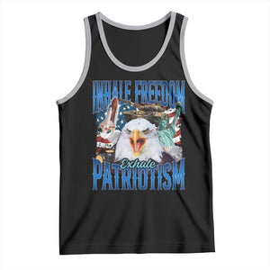 Funny Inhale Freedom Exhale Patriotism Tank Top American Pride Eagle 4th Of July TS11 Black Athletic Heather Print Your Wear