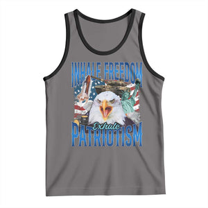 Funny Inhale Freedom Exhale Patriotism Tank Top American Pride Eagle 4th Of July TS11 Deep Heather Black Print Your Wear