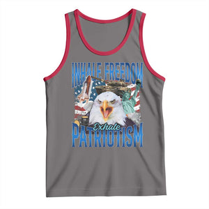 Funny Inhale Freedom Exhale Patriotism Tank Top American Pride Eagle 4th Of July TS11 Deep Heather Red Print Your Wear