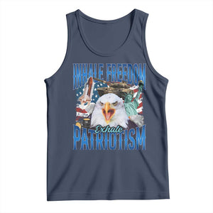 Funny Inhale Freedom Exhale Patriotism Tank Top American Pride Eagle 4th Of July TS11 Navy Print Your Wear