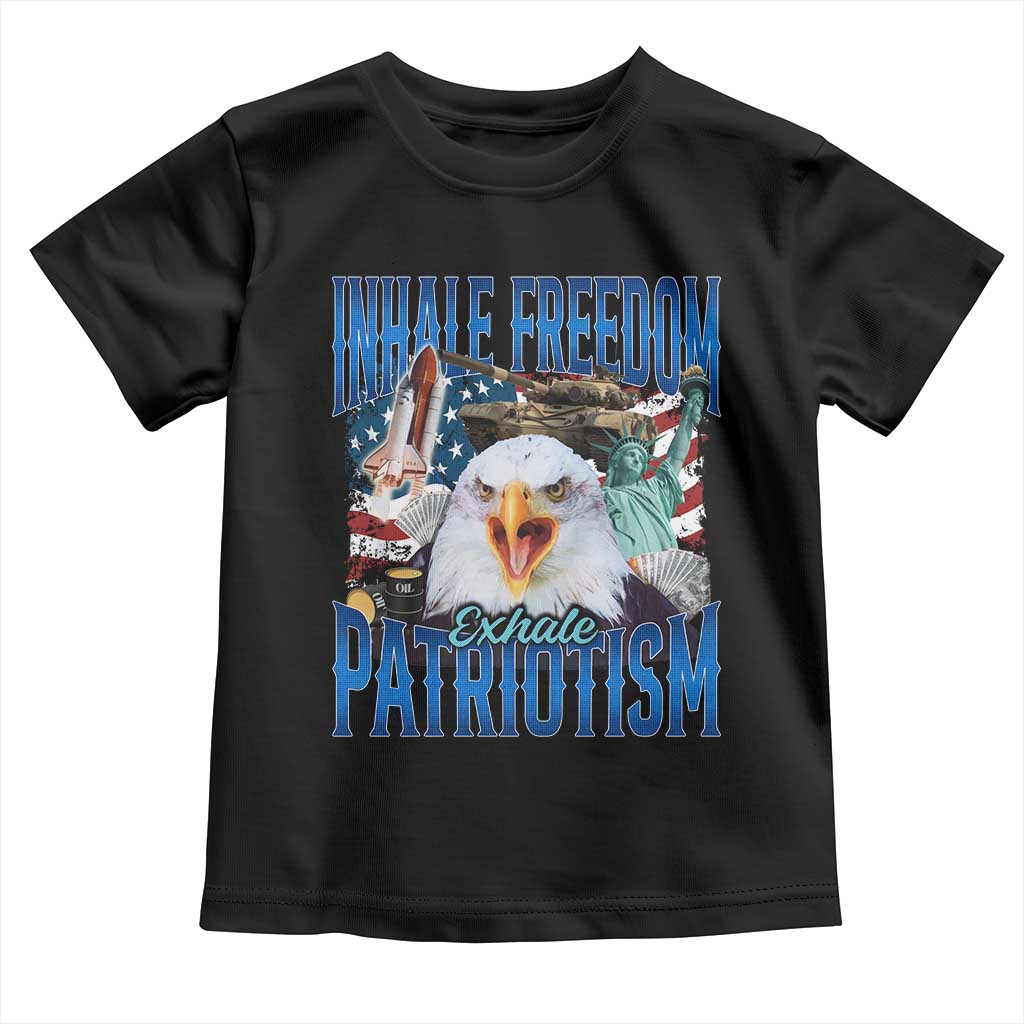 Funny Inhale Freedom Exhale Patriotism Toddler T Shirt American Pride Eagle 4th Of July TS11 Black Print Your Wear