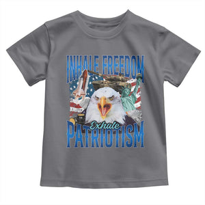 Funny Inhale Freedom Exhale Patriotism Toddler T Shirt American Pride Eagle 4th Of July TS11 Charcoal Print Your Wear
