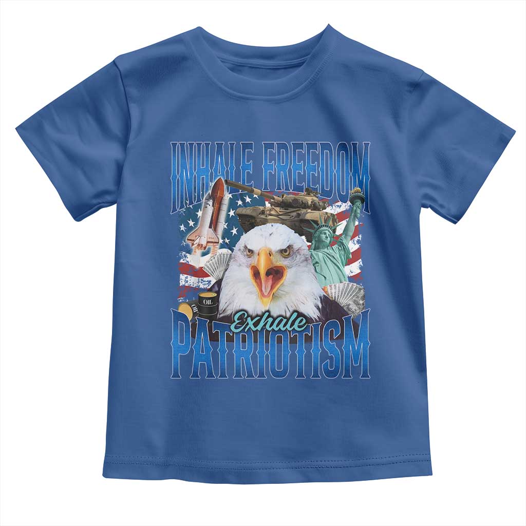 Funny Inhale Freedom Exhale Patriotism Toddler T Shirt American Pride Eagle 4th Of July TS11 Royal Blue Print Your Wear