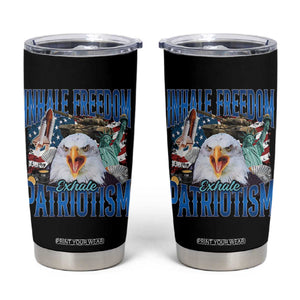 Funny Inhale Freedom Exhale Patriotism Tumbler Cup American Pride Eagle 4th Of July TS11 Black Print Your Wear
