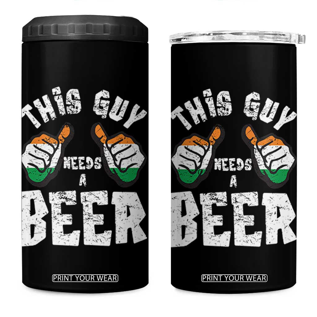 Funny Irish Beer Drinking 4 in 1 Can Cooler Tumbler This Guy Needs A Beer Ireland Flag TS11 One Size: 16 oz Black Print Your Wear