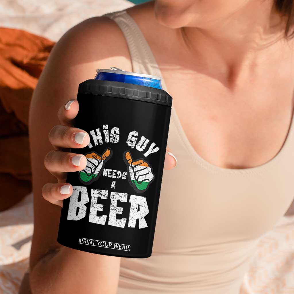 Funny Irish Beer Drinking 4 in 1 Can Cooler Tumbler This Guy Needs A Beer Ireland Flag TS11 Print Your Wear