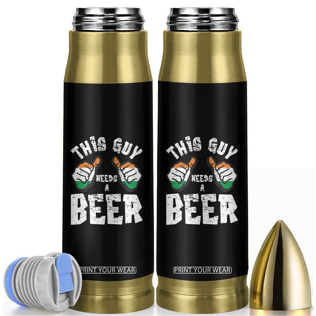 Funny Irish Beer Drinking Bullet Tumbler This Guy Needs A Beer Ireland Flag TS11 Black Print Your Wear