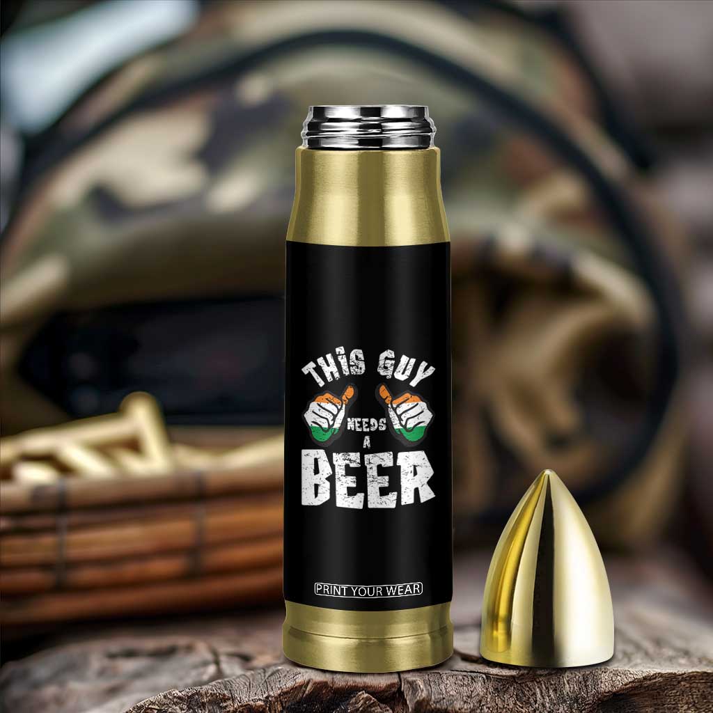 Funny Irish Beer Drinking Bullet Tumbler This Guy Needs A Beer Ireland Flag TS11 Print Your Wear