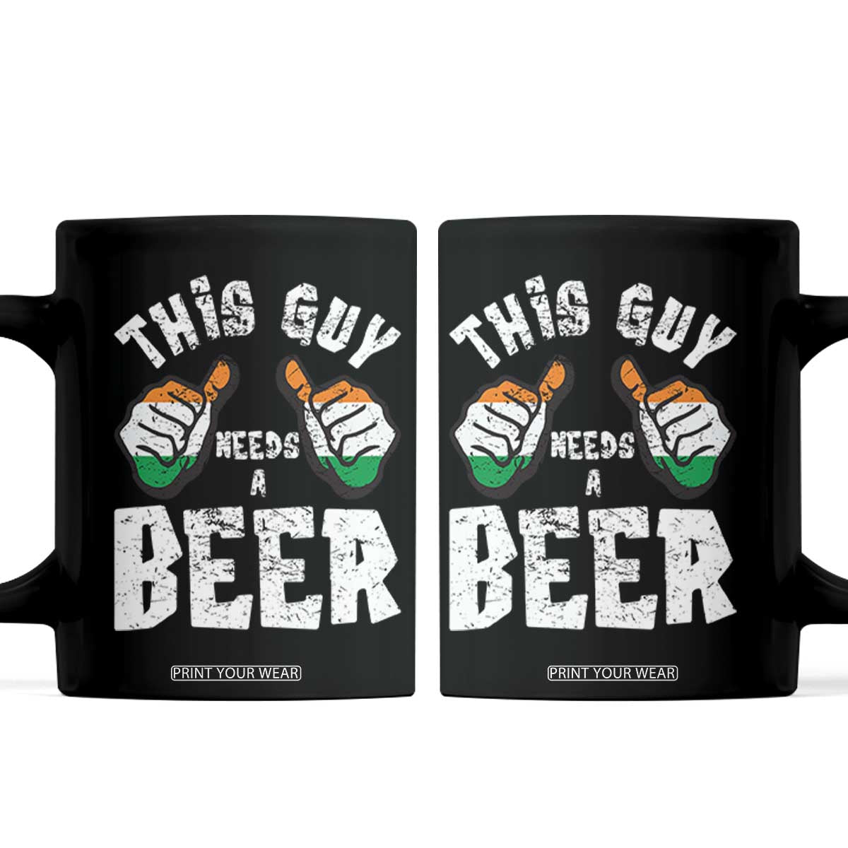 Funny Irish Beer Drinking Coffee Mug This Guy Needs A Beer Ireland Flag TS11 Black Print Your Wear