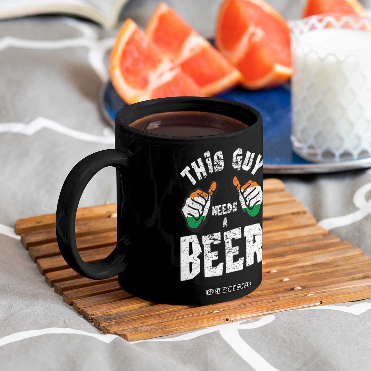 Funny Irish Beer Drinking Coffee Mug This Guy Needs A Beer Ireland Flag TS11 Print Your Wear