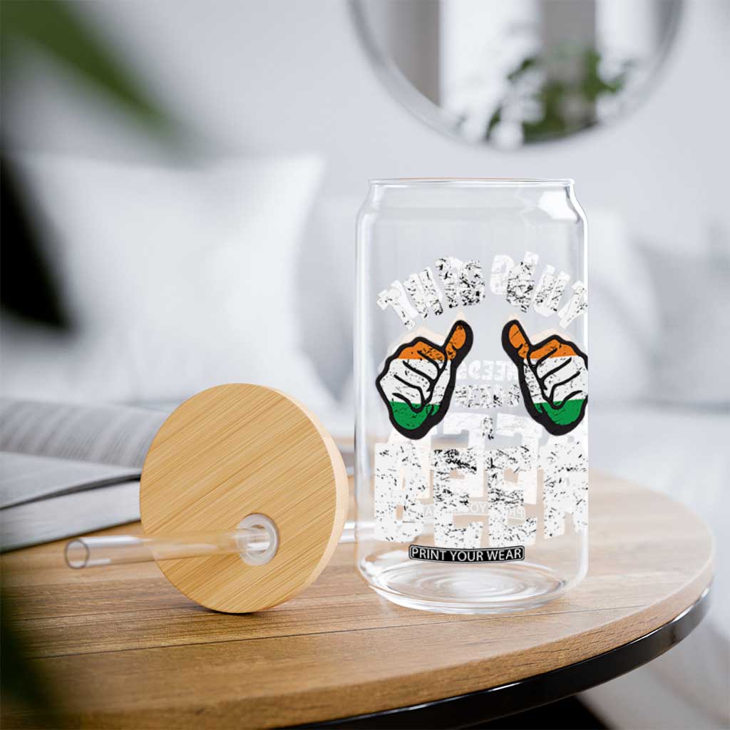 Funny Irish Beer Drinking Glass Can This Guy Needs A Beer Ireland Flag TS11 Print Your Wear