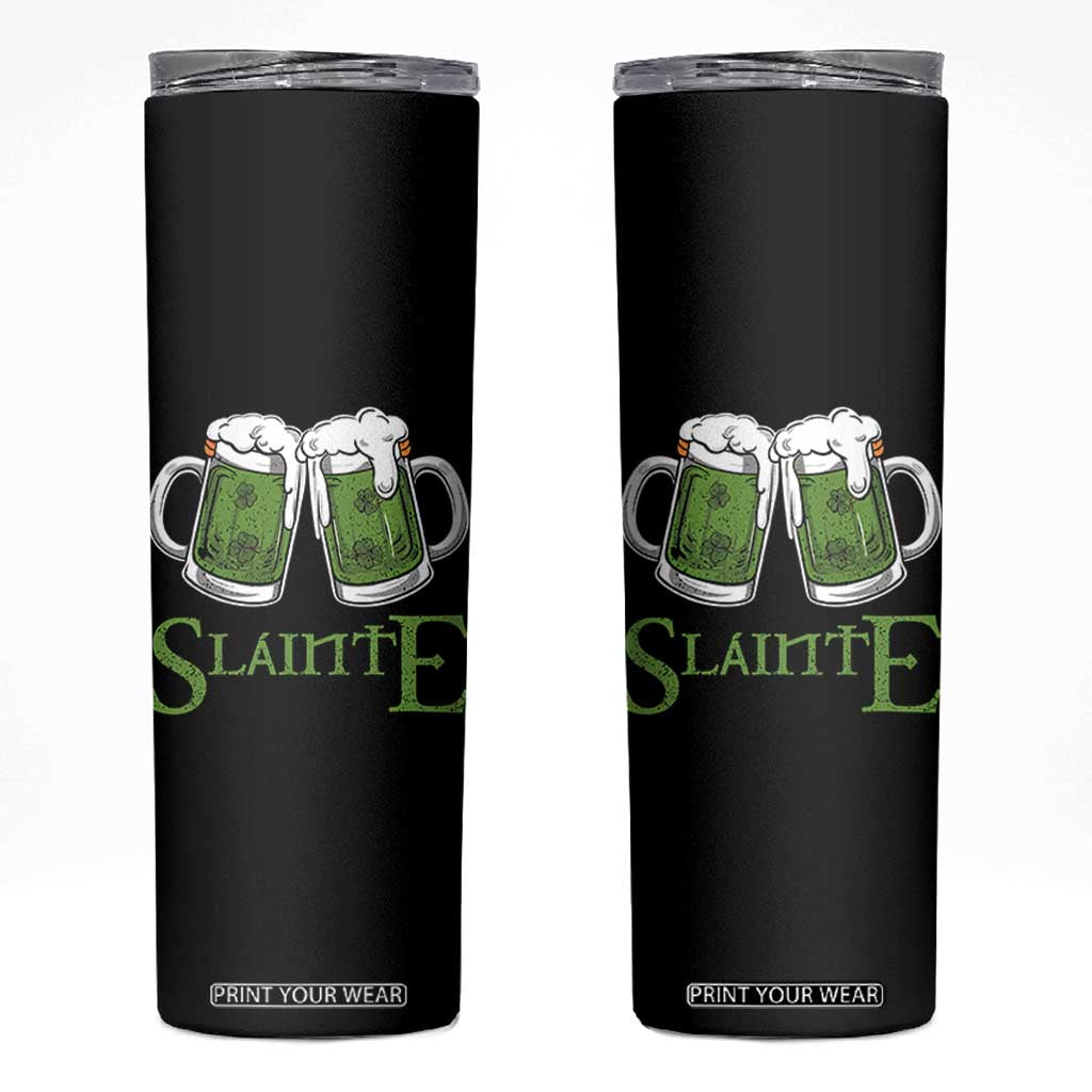 Funny Irish Beer Drinking Skinny Tumbler Slainte St Patrick's Day Shamrock Beer Mugs TS11 Black Print Your Wear