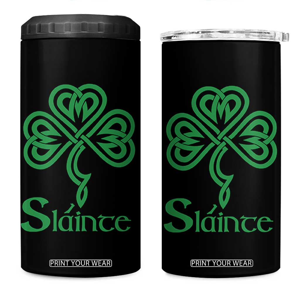 Funny Irish Beer Drinking St Patrick's Day Slainte 4 in 1 Can Cooler Tumbler Celtic Shamrock TS11 One Size: 16 oz Black Print Your Wear