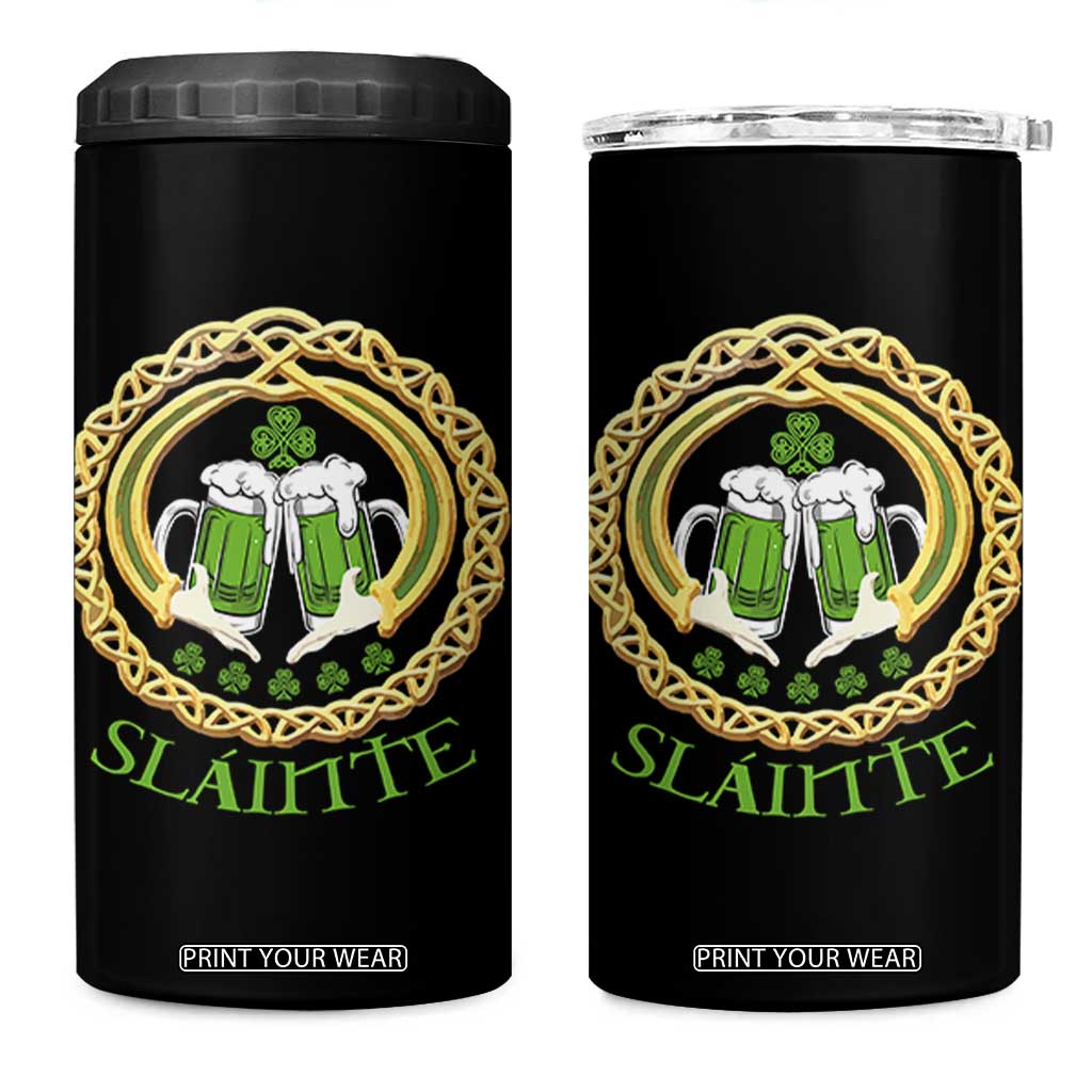 Funny Irish Beer Drinking St Patrick's Day Slainte 4 in 1 Can Cooler Tumbler Claddagh Ring Celtic Shamrock TS11 One Size: 16 oz Black Print Your Wear