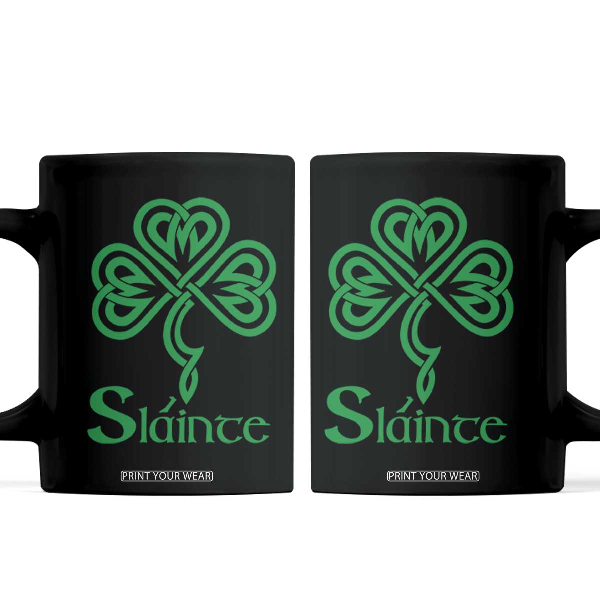 Funny Irish Beer Drinking St Patrick's Day Slainte Coffee Mug Celtic Shamrock TS11 Black Print Your Wear