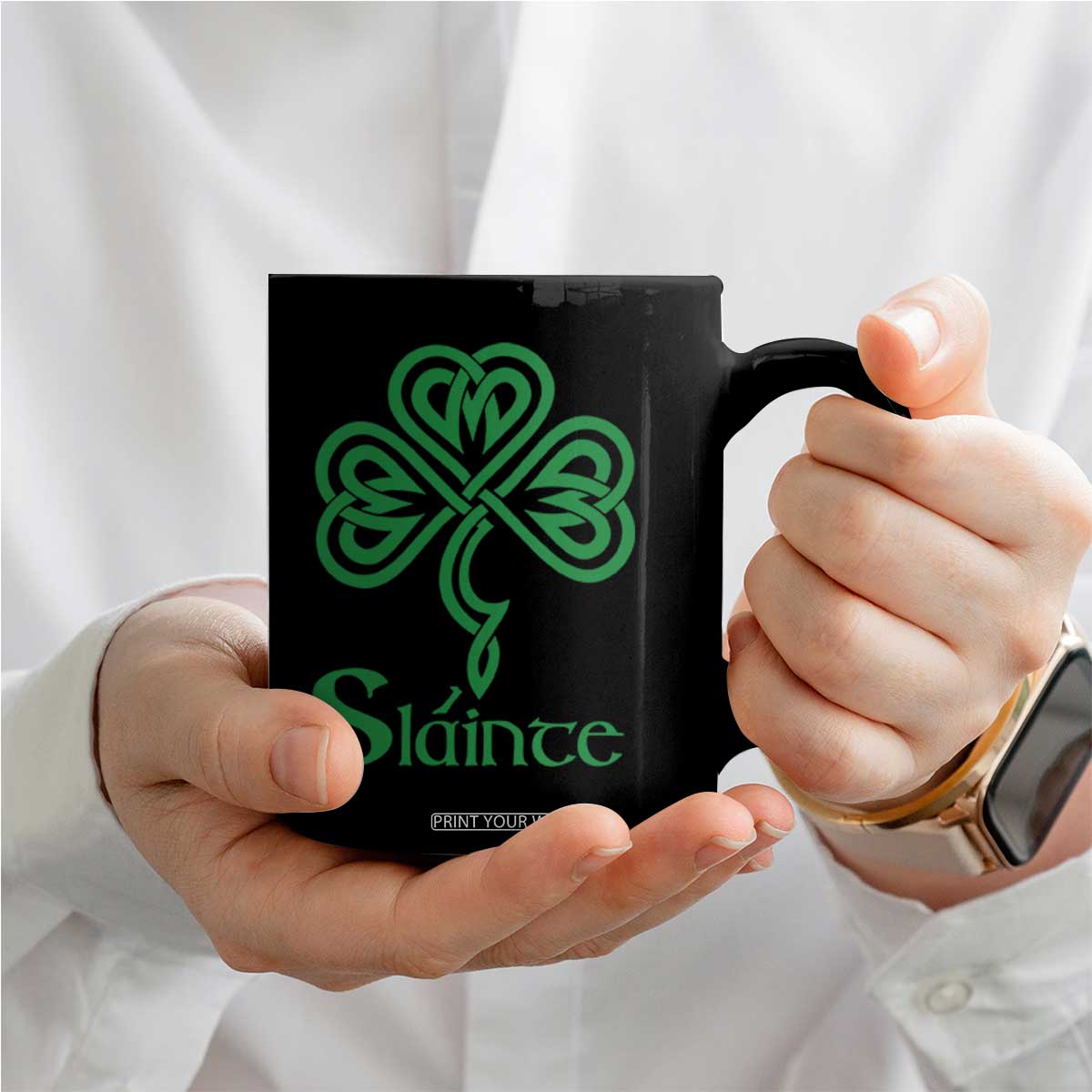 Funny Irish Beer Drinking St Patrick's Day Slainte Coffee Mug Celtic Shamrock TS11 Print Your Wear