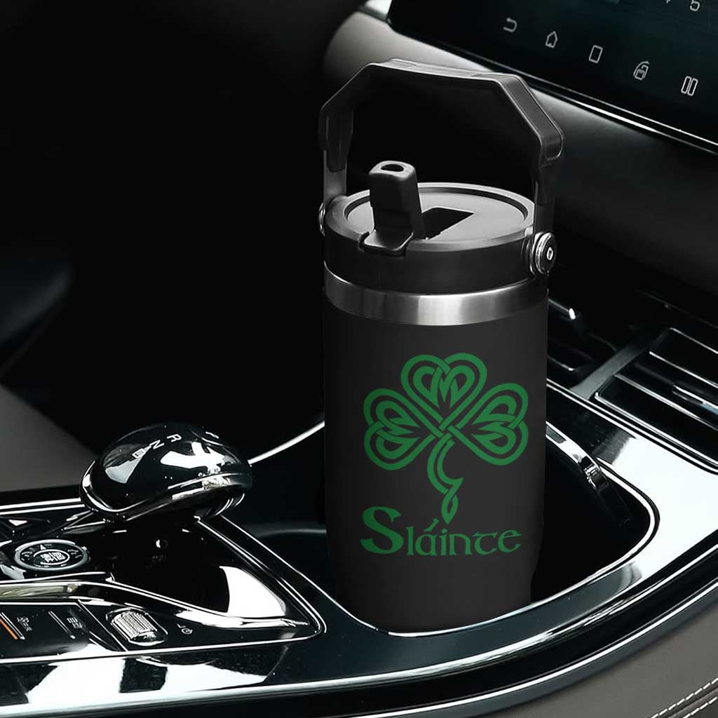 Funny Irish Beer Drinking St Patrick's Day Slainte Flip Straw Tumbler Celtic Shamrock TS11 Print Your Wear