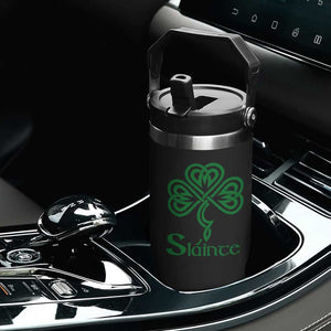 Funny Irish Beer Drinking St Patrick's Day Slainte Flip Straw Tumbler Celtic Shamrock TS11 Print Your Wear